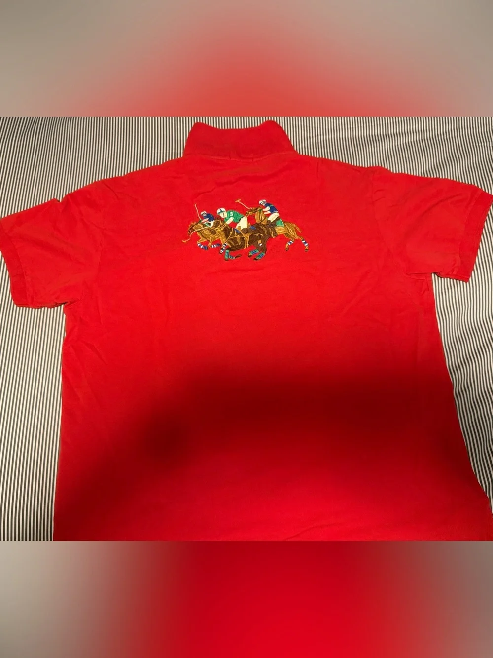 Ralph Lauren Men’s Big and Tall Red Crest embroidered equestrian Polo Shirt